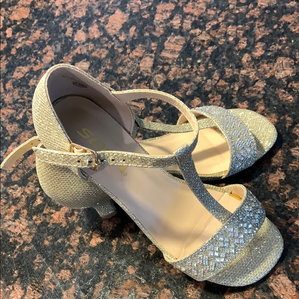 Soda Silver Dress Shoes with Ankle Strap